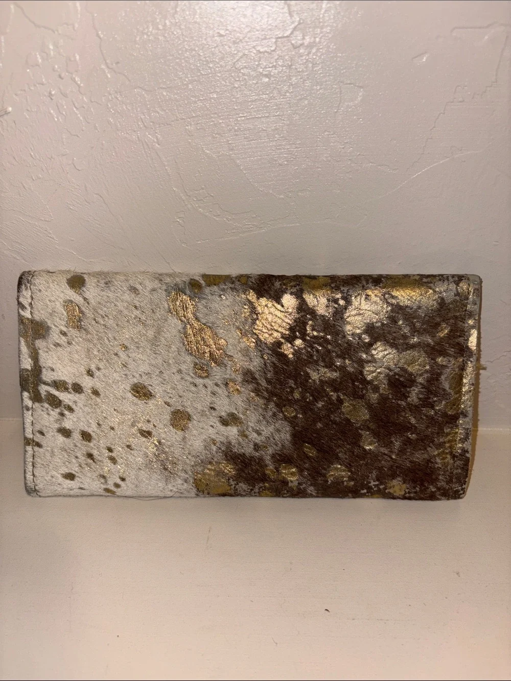 Cowhide Fold Wallet with Gold Foil Accent - Women's Wallet